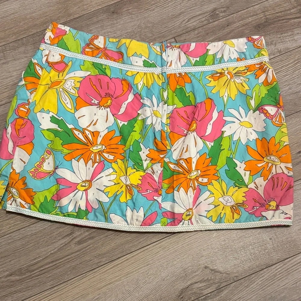 Lilly Pulitzer Floral Mini Skirt in Aqua, Pink, Orange, Yellow, Green